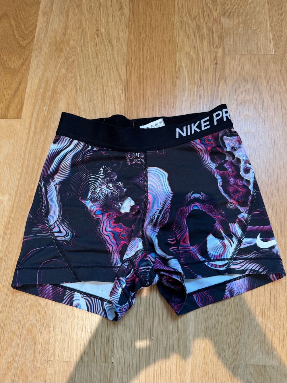 Nike Pro Black Pink Purple Swirl Compression Shorts